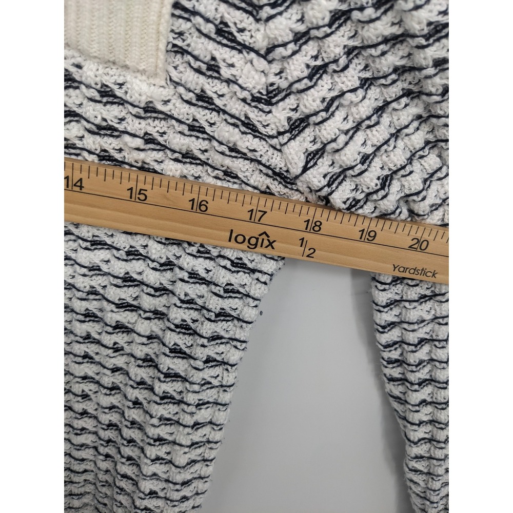 Industry Cardigan Women Medium Cream Blue Textured Gold Button Old Money Sweater - Picture 7 of 8